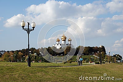 View of the Assumption Church in Yaroslavl, Russia. Editorial Stock Photo