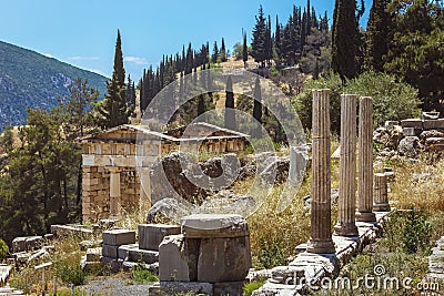 The Athenian Treasury - Delphi - Greece Stock Photo