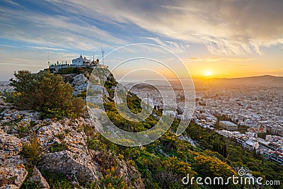 Lycabettus hill in Athens Stock Photo