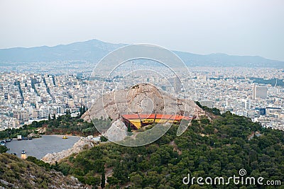 View of Athens and Lycabettus theater Editorial Stock Photo