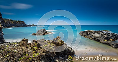 View on Atlantic Ocean coast near Ponta Delgada city on Sao Miguel island, Azores, Portugal Stock Photo