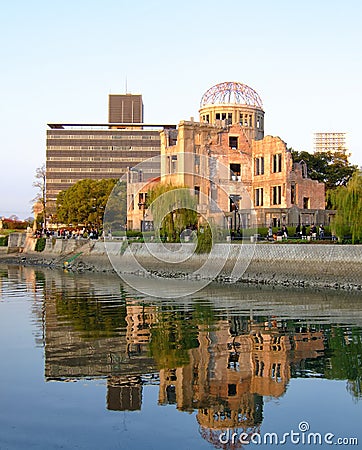 Atomic Bomb Dome on the rivershore of Ota river. Hiroshima. Japan Editorial Stock Photo