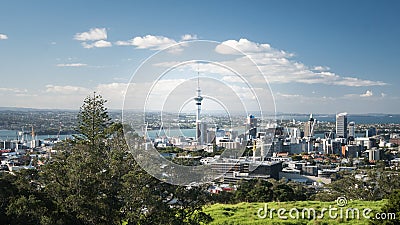View on Auckland downtown and Skytower Editorial Stock Photo