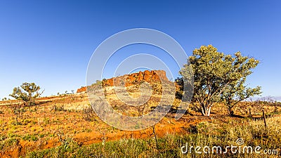 View of the Australian outback during a solo road trip Stock Photo