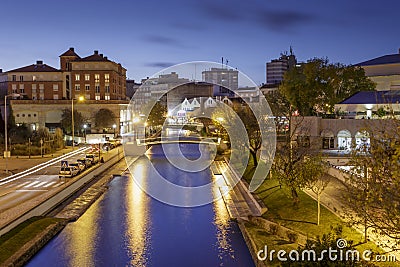 Aveiro famous channels by nights in Portugal Stock Photo