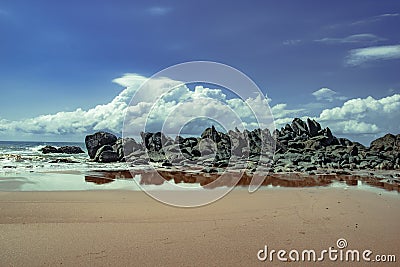 View of Axim beautiful nature and rocks in Ghana Stock Photo