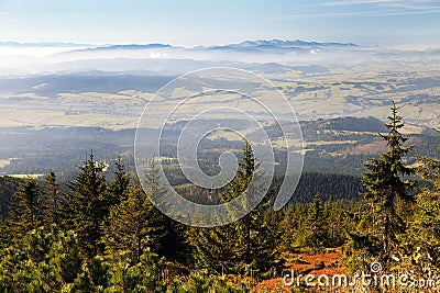 View from Babia gora or Babi Hora to Slovakia Stock Photo