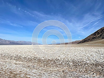 View of Badwater Basin from Dante. Death Valley, California. Stock Photo