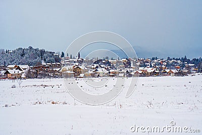 View of Bakuriani, winter resort in Georgia Stock Photo