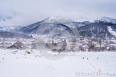 View of Bakuriani, winter resort in Georgia Stock Photo