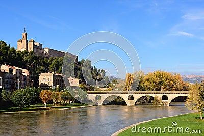 View of Balaguer with the river Segre, LLeida province, Spain Stock Photo