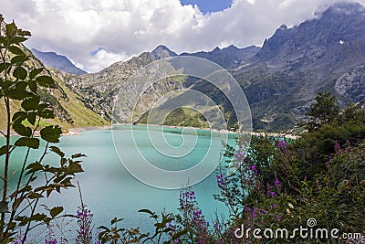 A view of Barbellino artificial lake, Valbondione, Stock Photo