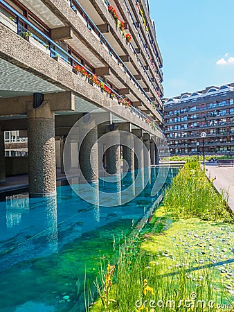 The Barbican Centre in London is one of the most popular and famous examples of Brutalist architecture in the world. Stock Photo