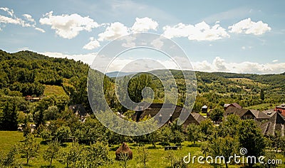 View from Barsana monastery, Maramures, Romania Stock Photo