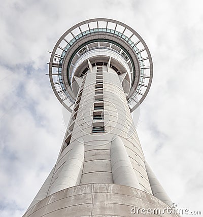 View from the base of Auckland sky tower, the famouse landma Stock Photo