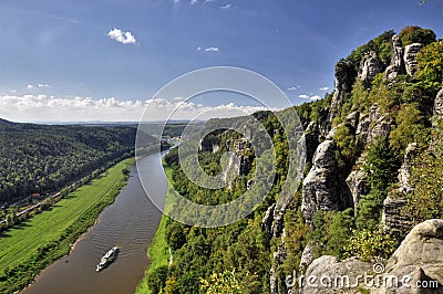 View from the Bastei on the river Elbe Stock Photo