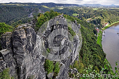 View from the Bastei on the river Elbe Stock Photo