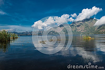 View Batur lake near Gunung Abang volcano in Bali Island, Indonesia Stock Photo