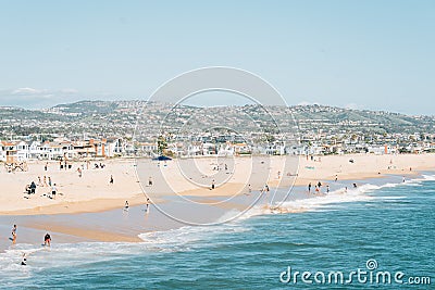 View of the beach from Balboa Pier in Newport Beach, Orange County, California Editorial Stock Photo