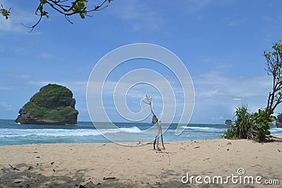 View in this Beach Goa Cina, Malang Stock Photo