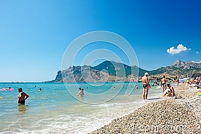 View Of The Beach In Koktebel, Crimea. Ukraine Editorial Stock Photo