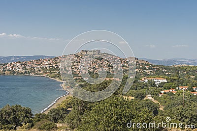 Mithymna city with castle Stock Photo