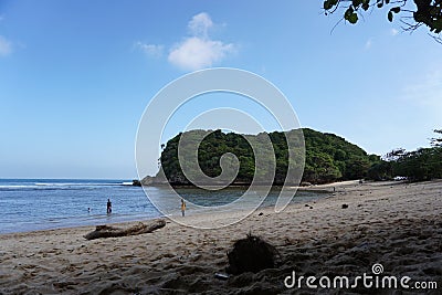 a beach with the name Teluk Asmara in Malang, East Java, Indonesia Stock Photo
