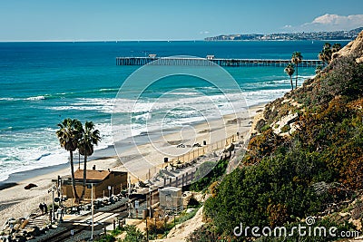 View of the beach and pier in San Clemente, California. Stock Photo