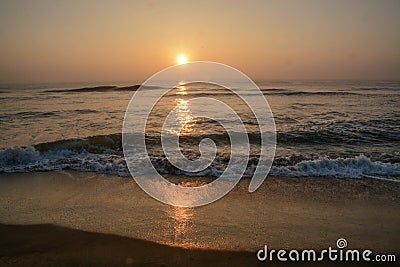 Sunrise On The Bay Of Bengal In Southeast India Stock Photo