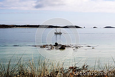 A view from the beach on Tresco in the Scilly islands Stock Photo