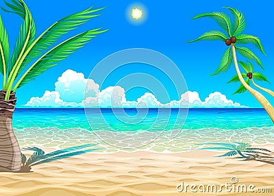 View on the beach Vector Illustration