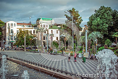 View of beautiful Batumi Boulevard with fountain Editorial Stock Photo