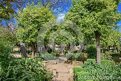 View of the beautiful gardens of the Alcazar de los Reyes Cristianos Stock Photo