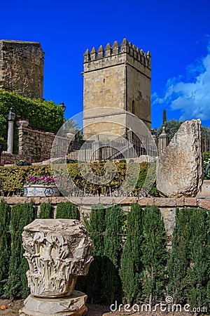 View of the beautiful gardens of the Alcazar de los Reyes Cristianos Stock Photo