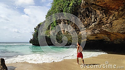 View of beautiful hidden Suluban Beach, Bali Editorial Stock Photo