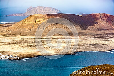 View on beautiful island Graciosa near Lanzarote, Stock Photo