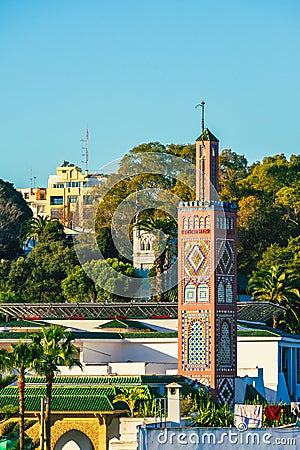 Beautiful minaret in Tangier, Morocco, North Africa Stock Photo