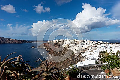 View of the beautiful town Oia on Santorini island Stock Photo