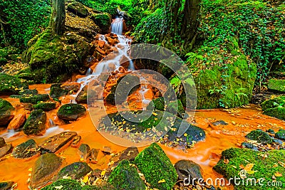 View of beautiful waterfall in the Czech-Saxony Switzerland Stock Photo