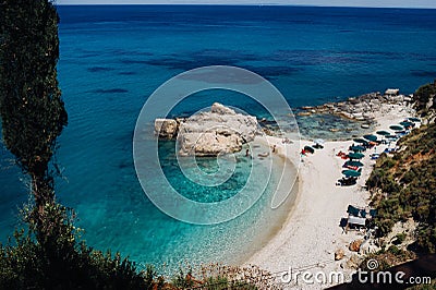 View of the beautiful Xigia beach. beach on the island of Zakynthos. Greece Stock Photo