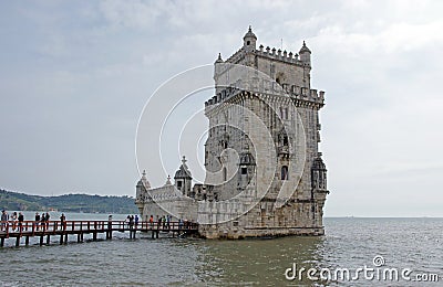 View of the Belem Tower Torre de Belem Editorial Stock Photo