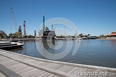 The view of the Bell Tower and Barrack square under redevelopment construction in Perth Editorial Stock Photo
