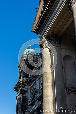 View of the Berlin Cathedral from the park Lustgarten Stock Photo