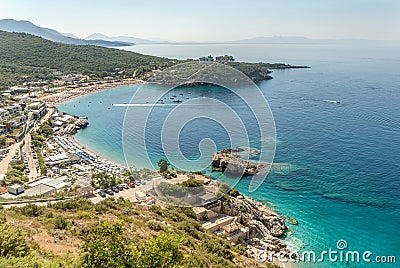 View of the beutiful sand beach Jale in southern Albania Stock Photo