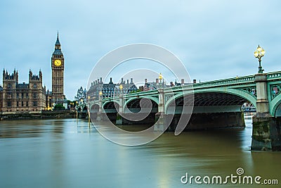 The Bridge, The Tower and The Clock Stock Photo