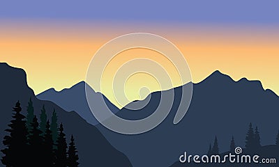 View of big mountain silhouette Vector Illustration