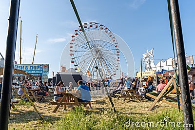 A view of the Big Wheel at The Hoppings funfair, fairground or showground in Newcastle upon Tyne UK Editorial Stock Photo