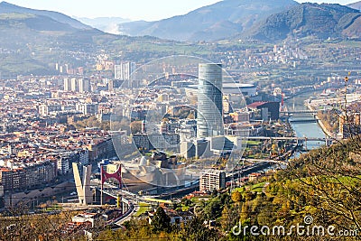 View of the Bilbao city taken from the top of the hill Editorial Stock Photo
