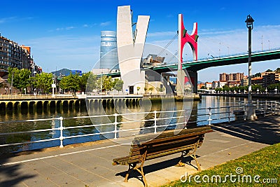 View of Bilbao. La Salve Bridge Editorial Stock Photo