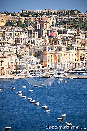 The view of Birgu peninsula from the bordering terrace of the Up Stock Photo